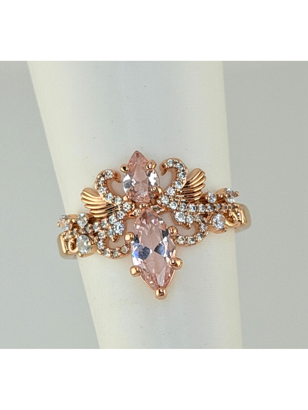 Bomb Party Reign Princess SWANS Sz 10 "Sparkling Fate" Array Morganite RBP7670